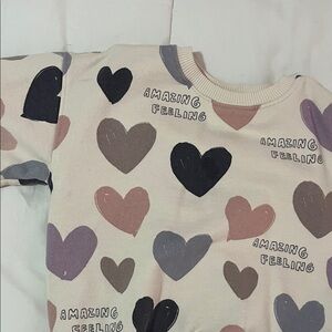 Zara Kids Heart Print Sweatshirt - Cream, Black, Brown, Purple